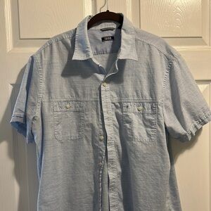 Izod Blue Casual Button Down Shirt Short Sleeve